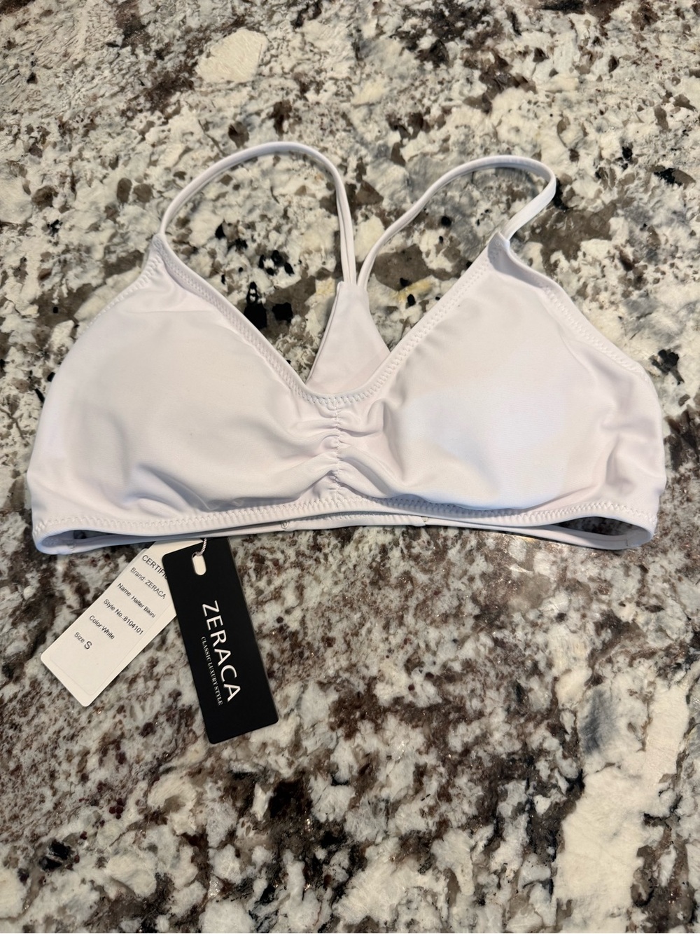ZERACA NWT White Strappy Halter Bikini Swim Top Size S